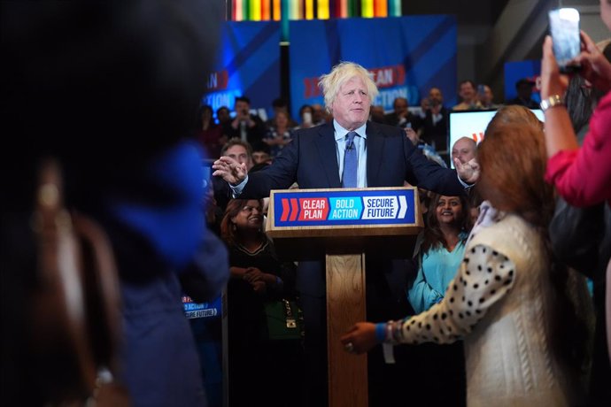 Archivo - 02 July 2024, United Kingdom, London: Former British Prime Minister Boris Johnson gives a speech in central London, while on the General Election campaign trail. Photo: James Manning/PA Wire/dpa