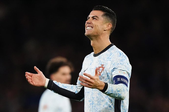 15 October 2024, United Kingdom, Glasgow: Portugal's Cristiano Ronaldo reacts during the UEFA Nations League Group A1 soccer match between Scotland and Portugal at Hampden Park. Photo: Andrew Milligan/PA Wire/dpa