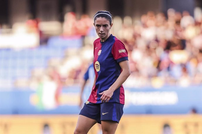 Aitana Bonmati of FC Barcelona Femenino gestures during the Spanish Women league, Liga F, football match played between FC Barcelona and RCD Espanyol Femenino at Johan Cruyff Stadium on October 13, 2024 in Sant Joan Despi, Spain.