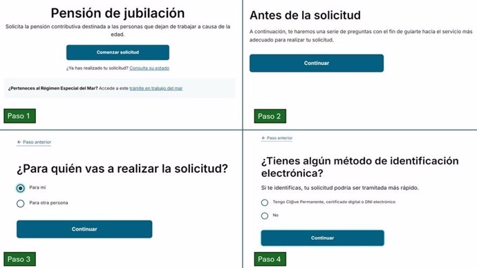 Imagen de la nueva web para solicitar pensiones y prestaciones de la Seguridad Social