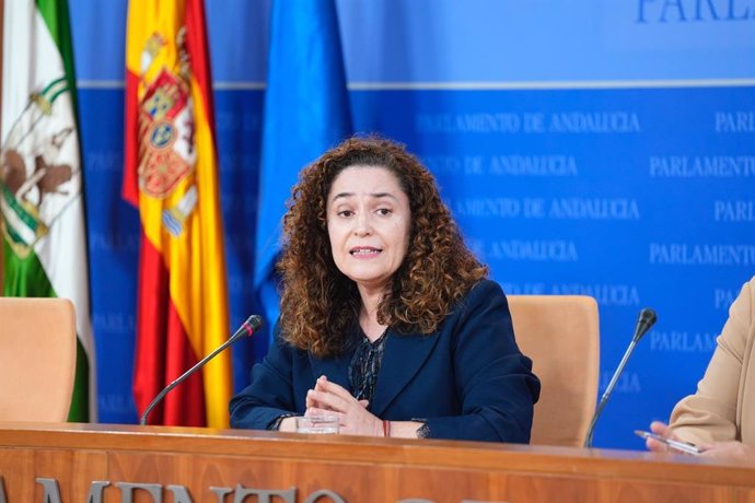 La portavoz parlamentaria de Por Andalucía, Inma Nieto, en rueda de prensa.