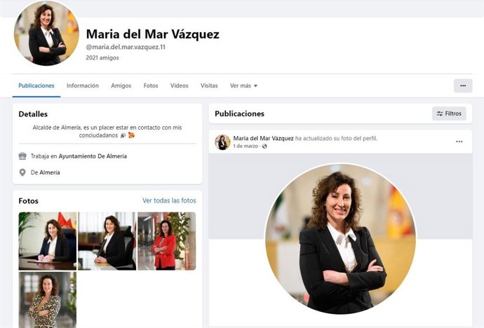 Perfil falso de Facebook de la alcaldesa de Almería denunciado por el Ayuntamiento ante la Policía Nacional.