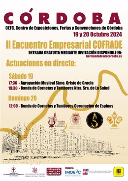 Cartel del II Encuentro Empresarial Cofrade de Córdoba, en cuyo marco se reunirá la Mesa del Turismo Cofrade.