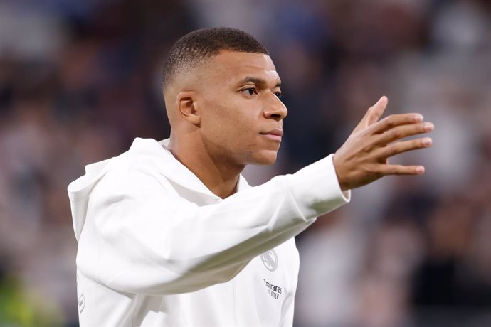 Kylian Mbappe of Real Madrid gestures during the Spanish League, LaLiga EA Sports, football match played between Real Madrid and Deportivo Alaves at Santiago Bernabeu stadium on September 24, 2024, in Madrid, Spain.