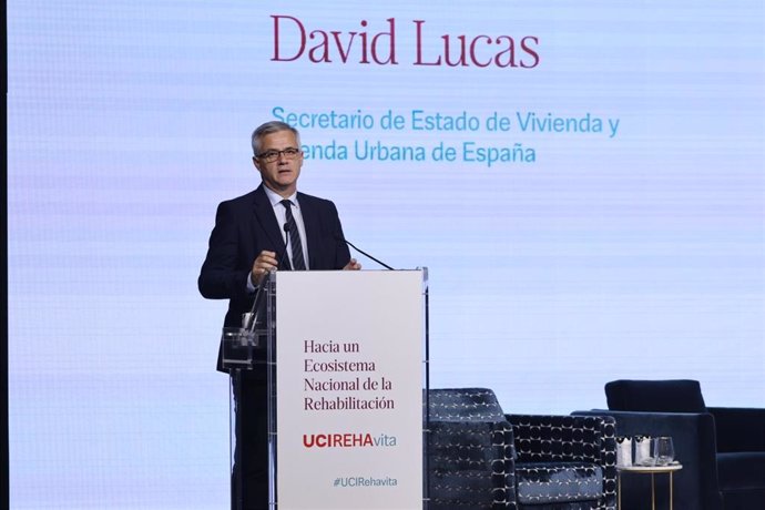 El secretario de Estado de Vivienda, David Lucas, durante unas jornadas organizadas por Unión de Créditos Inmobiliarios. En Madrid, a 16 de octubre de 2024.