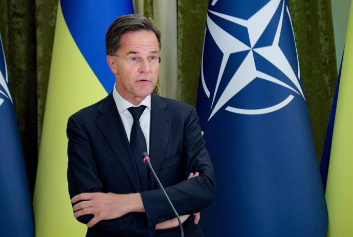 October 3, 2024, Kyiv, Ukraine: KYIV, UKRAINE - OCTOBER 03, 2024 - New Secretary General of NATO Mark Rutte speaks during a joint press conference with President of Ukraine Volodymyr Zelenskyy as he makes his first official visit in this capacity to Kyiv,