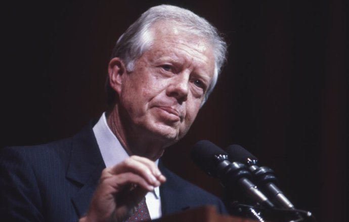 October 7, 2024, College Station, Tx, United States: Former U.S. President JIMMY CARTER, appears at a debate session with former U.S. President Gerald Ford (not shown) at the MSC Wiley Lecture Series at Texas A&M University in November, 1986. Carter visit