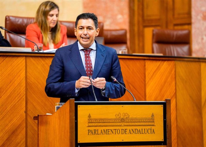 El diputado del PSOE-A Rafael Márquez, en el Pleno del Parlamento andaluz.