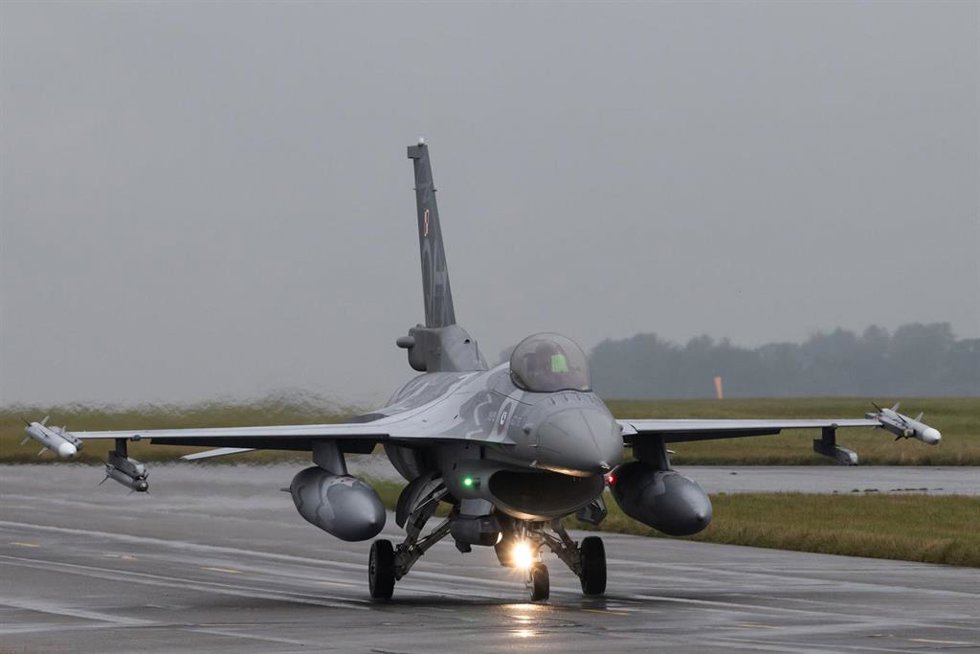September 26, 2024, Waddington, Lincolnshire, United Kingdom: General Dynamics F-16 Fighting Falcon of the Polish Air Force taxis during the Exercise of Cobra Warrior 24-2 Royal Air Force Waddington at Royal Air Force Station Waddington, Waddington, Uni