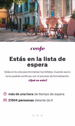 Lista de espera en la aplicación de Renfe, el jueves 17 de octubre de 2024.