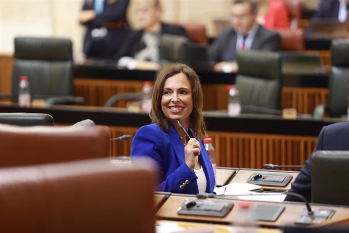 La consejera de Fomento, Articulación del Territorio y Vivienda, Rocío Díaz, durante la segunda jornada del Pleno del Parlamento andaluz. A 17 de octubre de 2024, en Sevilla (Andalucía, España).