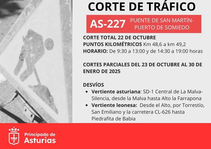 Anuncio de corte de tráfico