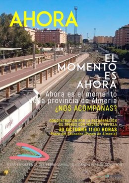 La Mesa en Defensa del Ferrocarril de Almería convoca una concentración por la mejora de las comunicaciones ferroviarias de la capital.