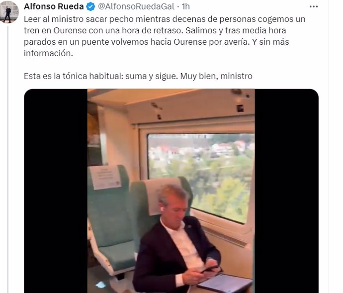 Mensaje publicado el presidente de la Xunta, Alfonso Rueda, en la red social 'X'