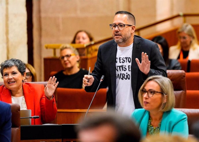 El portavoz del Grupo Mixto-Adelante Andalucía, José Ignacio García, en el Pleno del Parlamento.