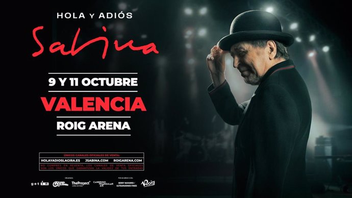 Sabina se despedirá de València en el Roig Arena los días 9 y 11 de octubre de 2025 con su gira 'Hola y Adiós'