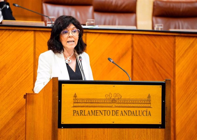 La diputada del PSOE-A María Ángeles Prieto en el Pleno del Parlamento.