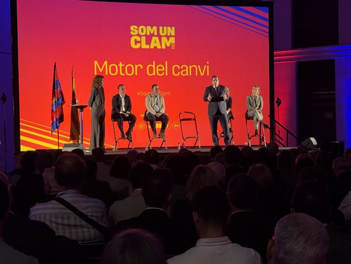 Presentación de 'Som un clam', un movimiento del entorno del FC Barcelona que pretende ser el "motor del cambio" del club con Joan Camprubí Montal como líder