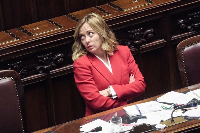  15 October 2024, Italy, Rome: Italian Prime Minister Giorgia Meloni attends a session to report the Chamber of Deputies on the upcoming European Council. Photo: Mauro Scrobogna/LaPresse via ZUMA Press/dpa