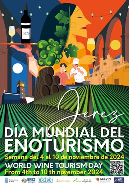 Cartel por el Día Mundial del Enoturismo en Jerez.