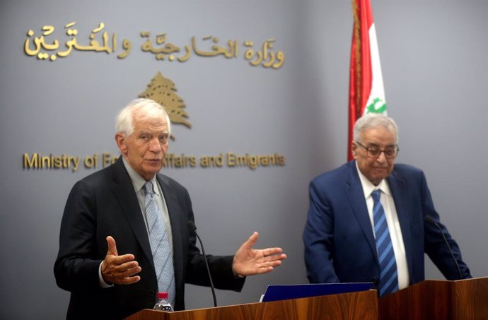 BEIRUT, Sept. 12, 2024  -- High Representative of the European Union (EU) for Foreign Affairs and Security Policy Josep Borrell (L) speaks during a press conference with Lebanese Foreign Minister Abdallah Bou Habib in Beirut, Lebanon, on Sept. 12, 2024. B