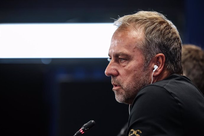 Hansi Flick, head coach of FC Barcelona attends his press conference during the training day of FC Barcelona ahead the UEFA Champions League, football match against BSC Young Boys at Ciudad Esportiva Joan Gamper on September 30, 2024 in Sant Joan Despi, B