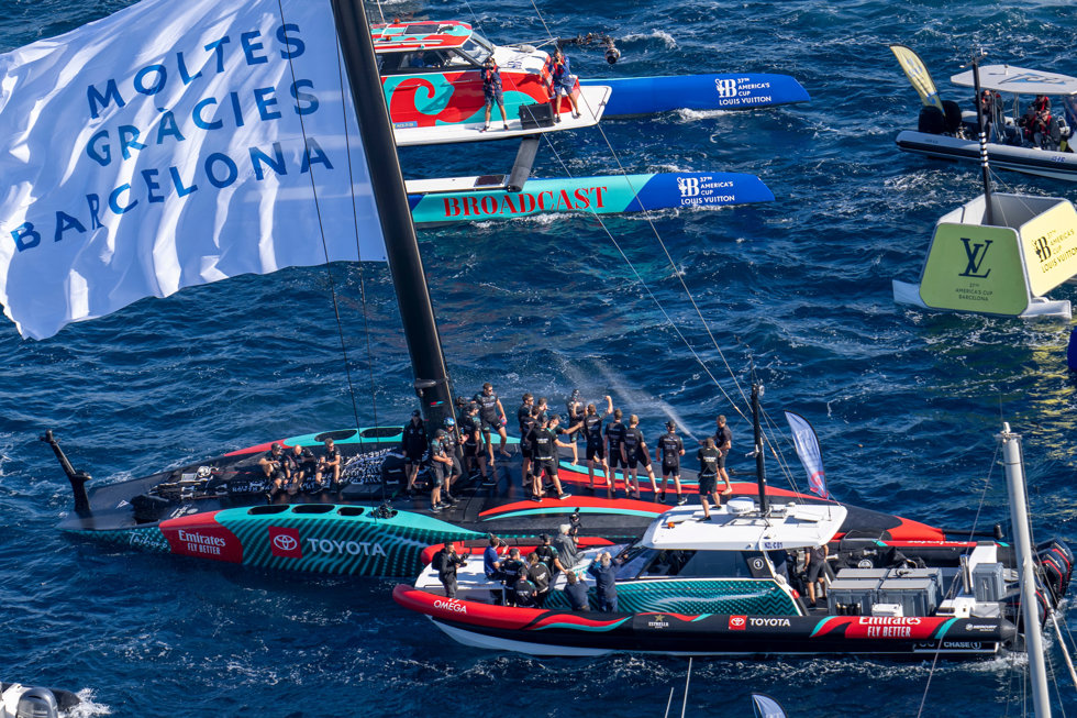 October 19, 2024. Louis Vuitton 37th America's Cup, Race Day 6, Race 9. EMIRATES TEAM NEW ZEALAND, winners of the Americas Cup.