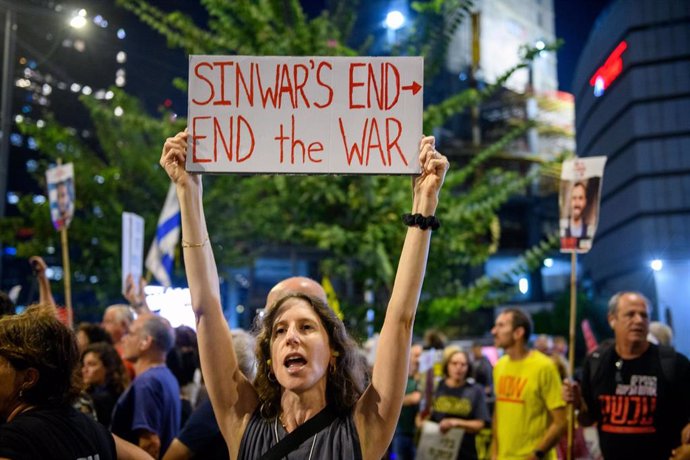 Manifestación a favor de un acuerdo por los rehenes en Tel Aviv