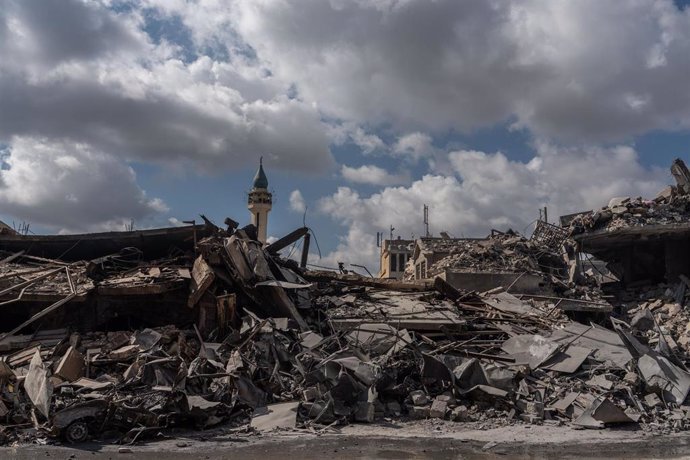 Vista de Nabatiyeh, sur de Líbano, bombardeada por el Ejército israelí