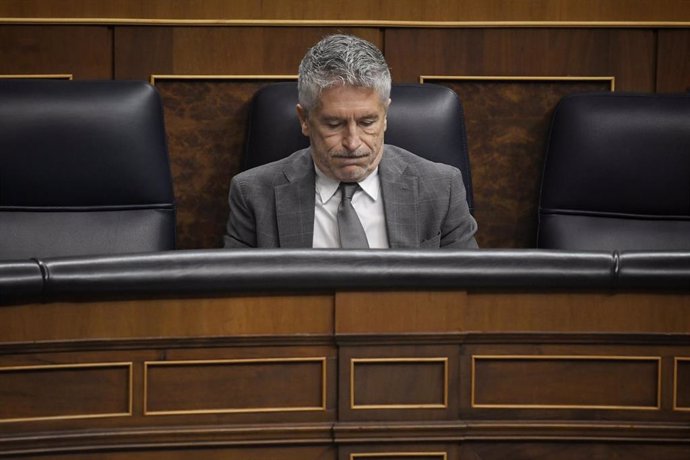 El ministro de Interior, Fernando Grande-Marlaska, durante una sesión de control al Gobierno en el Congreso de los Diputados