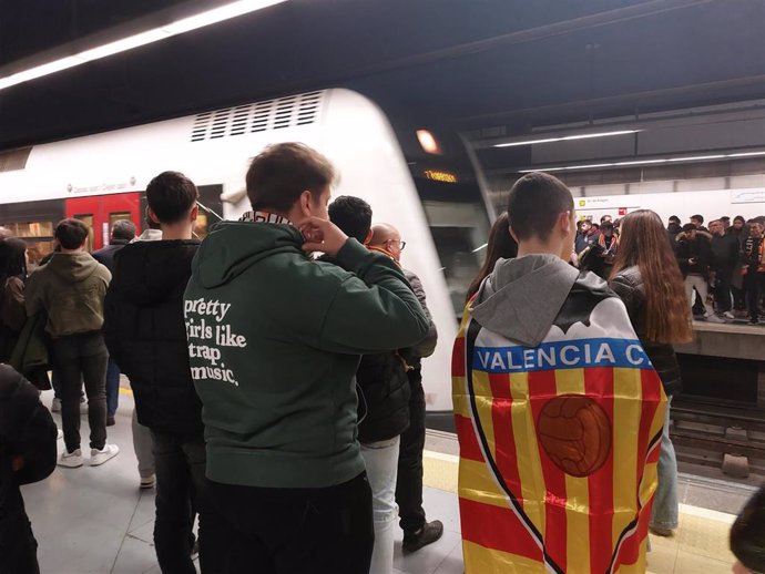 Metrovalencia refuerza el servicio con motivo del encuentro que disputan el lunes Valencia CF y UD Las Palmas.