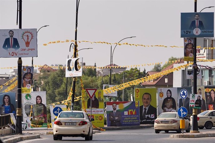 Carteles durante la campaña electoral en el Kurdistán iraquí