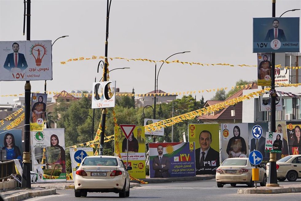 Carteles durante la campaña electoral en el Kurdistán iraquí