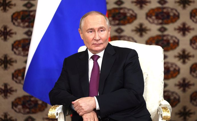 HANDOUT - 11 October 2024, Turkmenistan, Ashgabat: Russian President Vladimir Putin looks on during a meeting with the President of the Islamic Republic of Iran Masoud Pezeshkian (not Pictured). Photo: Alexander Shcherbak/TASS via Russian President press 