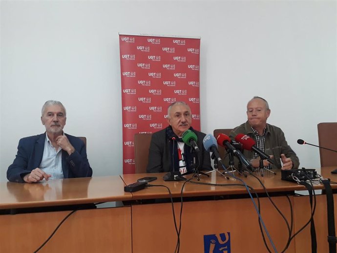 Pepe Álvarez, secretario general de UGT, en rueda de prensa