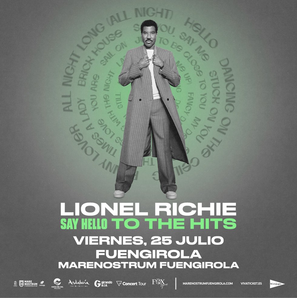 Cartel de la actuación de Lionel Richie en Marenostrum Fuengirola el 25 de julio.