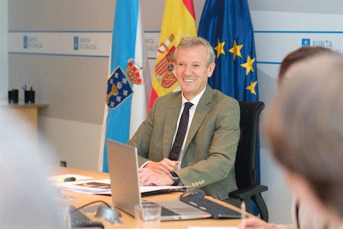 El presidente de la Xunta, Alfonso Rueda, en la reunión semanal del Consello de la Xunta