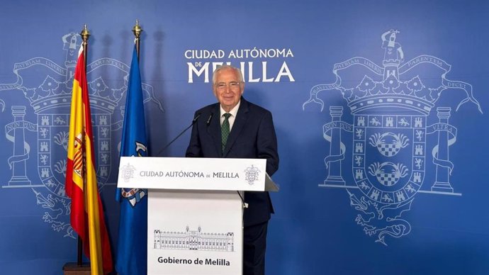 El presidente de la Ciudad Autónoma de Melilla, Juan José Imbroda, en la rueda de prensa.