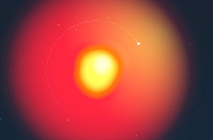 Ilustración de Betelgeuse y su hipotética compañera