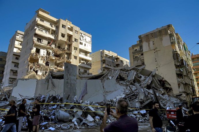 Restos de un edificio de la Asociación Al Qadr al Hasán, considerada el ala financiera de Hezbolá, tras un bombardeo del Ejército de Israel (archivo)