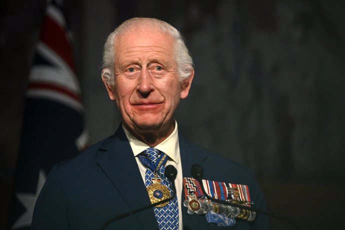 21 October 2024, Australia, Canberra: UK's King Charles III delivers a speech during the Ceremonial Welcome to Australia at Australian Parliament House in Canberra, marking the King's first visit as sovereign to Australian Parliament House, on day two of 