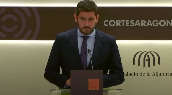 El portavoz de VOX en las Cortes de Aragón, Alejandro Nolasco.