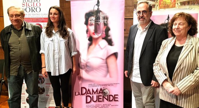 Fernando Sansegundo, Silvia Acosta, Borja Rodríguez, y Ana Pérez, en la presentación de 'La dama duende' en Toledo.