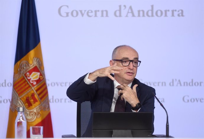 El ministre de Finances, Ramon Lladós, durant la presentació del pressupost