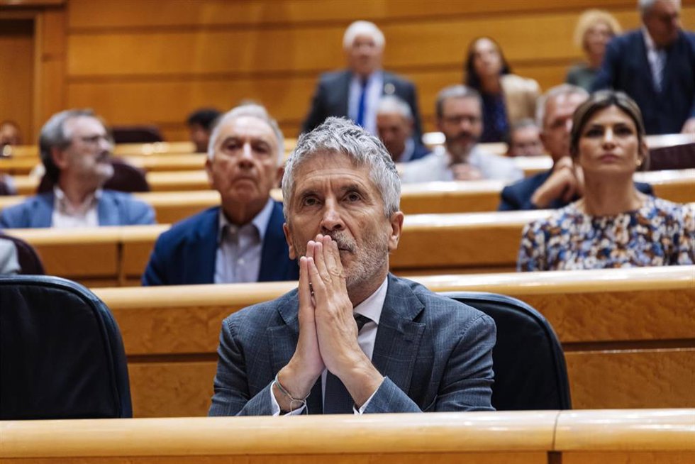 El ministro del Interior, Fernando Grande-Marlaska, durante una sesión plenaria, en el Senado, a 22 de octubre de 2024, en Madrid (España).