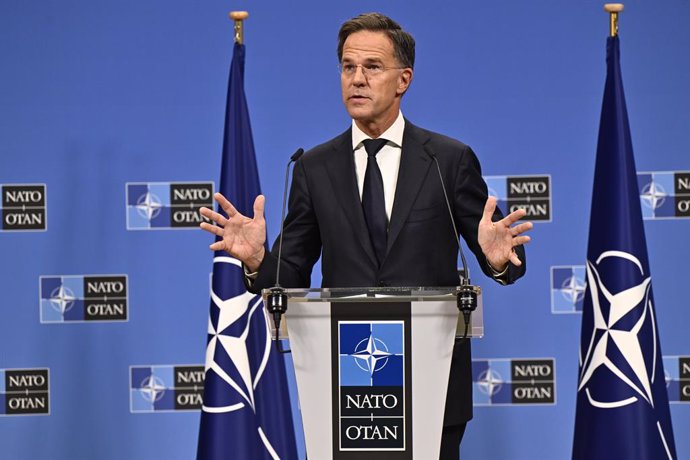 October 1, 2024, Brussels, Belgium: NATO new Secretary General Mark Rutte pictured at a press conference to mark the end of Stoltenberg's term as NATO Secretary General, in NATO Headquarters in Brussels, Tuesday 01 October 2024. The ceremonies will mark t