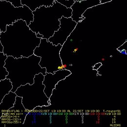 Mapa de rayos caídos en la Comunitat Valenciana