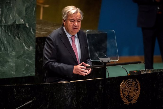 22 September 2024, US, New York: Antonio Guterres, Secretary-General of the United Nations (UN), speaks at the UN Future Summit before the start of the 79th General Debate of the UN General Assembly. Photo: Michael Kappeler/dpa