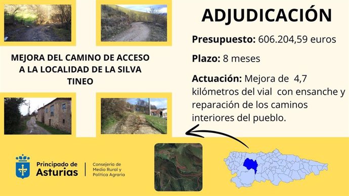 Medio Rural adjudica por 606.204 euros las obras del camino de acceso a la localidad tinetense de La Silva