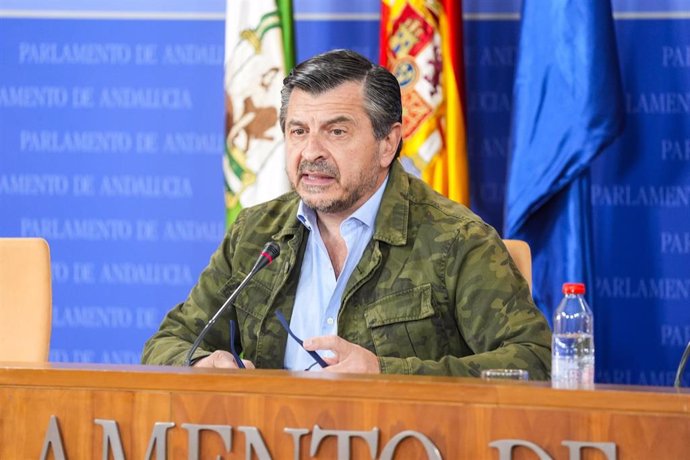 El portavoz del Grupo Popular, Toni Martín, este miércoles en rueda de prensa en el Parlamento. 